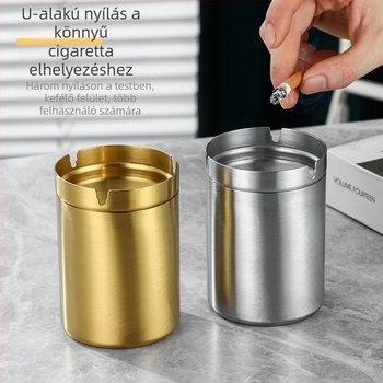 Rozsdamentes acél hamutál, többször használható, gyűjtés és tárolás funkcióval, logó nyomtatva, testre szabható