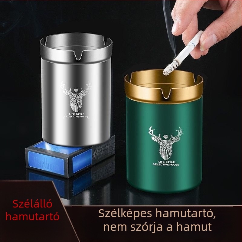 Rozsdamentes acél hamutál, többször használható, gyűjtés és tárolás funkcióval, logó nyomtatva, testre szabható