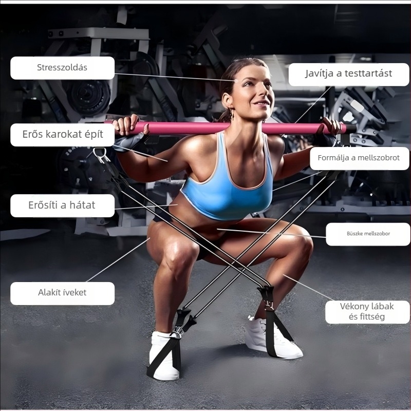 K-FIT Multifunkcionális Pilates rúd otthoni használatra – magas húzórúd, jóga ellenállás-edző