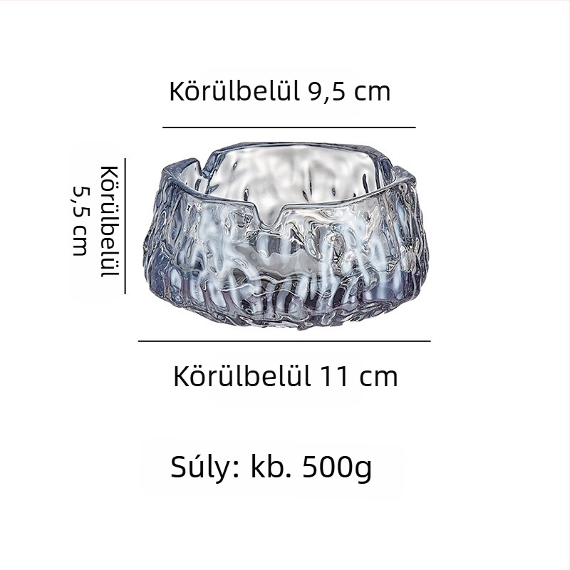 Üvegből készült hamutartó gleccser mintával, kreatív nappali dekoráció, Márka Shanxi Minfeng Glass Factory, Nyomtatott logó, Testreszabás elérhető