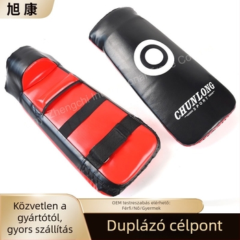 Taekwondo edzési célpontok: kettős repülő cél, ívelt láb célpont, kézvédelmi célpont, blokkoló célpont, vastagabb Muay Thai célpont