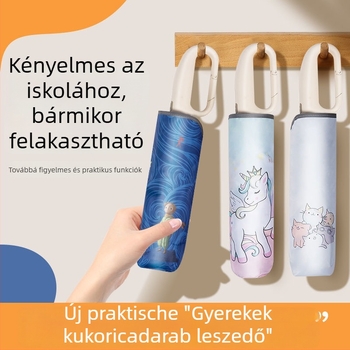 Automata gyerek esernyő gyűrűs csattal, hordozható, kéz nélküli használat, UV védelem UPF >40, 6 borda