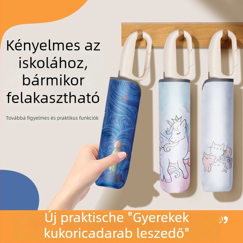 Automata gyerek esernyő gyűrűs csattal, hordozható, kéz nélküli használat, UV védelem UPF >40, 6 borda