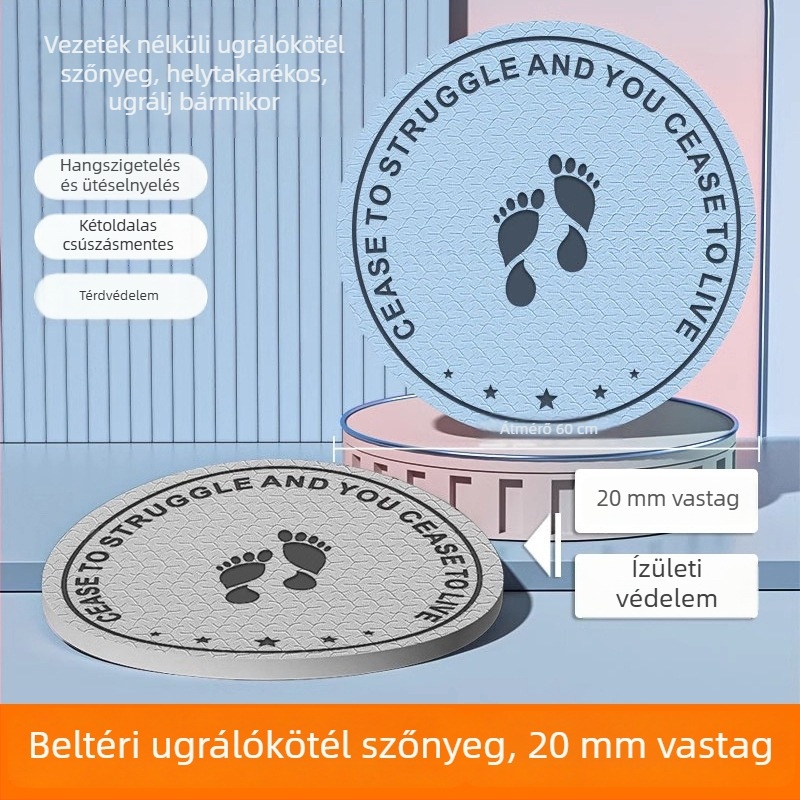 Vezeték nélküli ugrálókötél matrac, vastag, hangszigetelt és ütéscsillapító, otthoni edzéshez, kerek és csúszásmentes