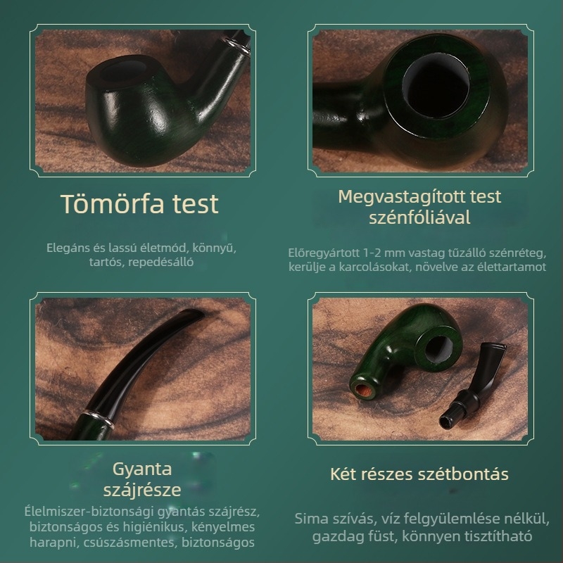 Bahua fából készült pipa, kézzel készített, hordozható, levehető szűrővel
