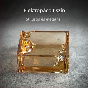 Üveg négyszögletes hamutál; Three Carats márka; újrafelhasználható; logó nyomtatás lehetséges