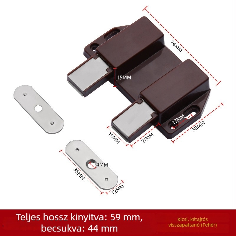 Nylon szekrényajtó visszapattanó, rejtett felszerelés, nyomógombos ajtóstop, dupla ajtós szekrényhez