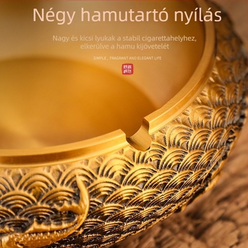 Rézből készült hamutál fedővel, fröccsenés elleni, tároló funkcióval, klasszikus luxus stílus (Dejie)
