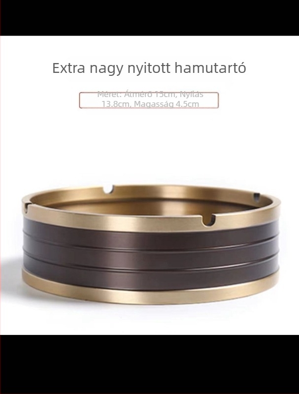 Rézből készült hamutál fedővel, fröccsenés elleni, tároló funkcióval, klasszikus luxus stílus (Dejie)