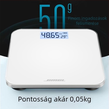 Testzsírmérő mérleg, modell S002, edzett üveg panel, négyzetes forma, akkumulátoros működés, japán stílusú, egyszerű, könnyű luxus