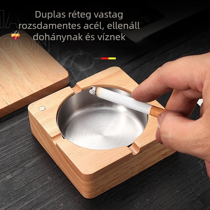 Fából készült hamutál — minimalist stílus, logó nyomtatás, testreszabás elérhető, alkalmas üzleti ajándékhoz