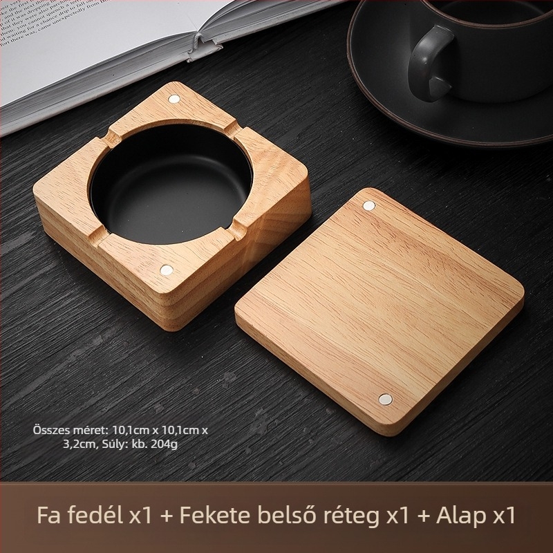 Fából készült hamutál — minimalist stílus, logó nyomtatás, testreszabás elérhető, alkalmas üzleti ajándékhoz