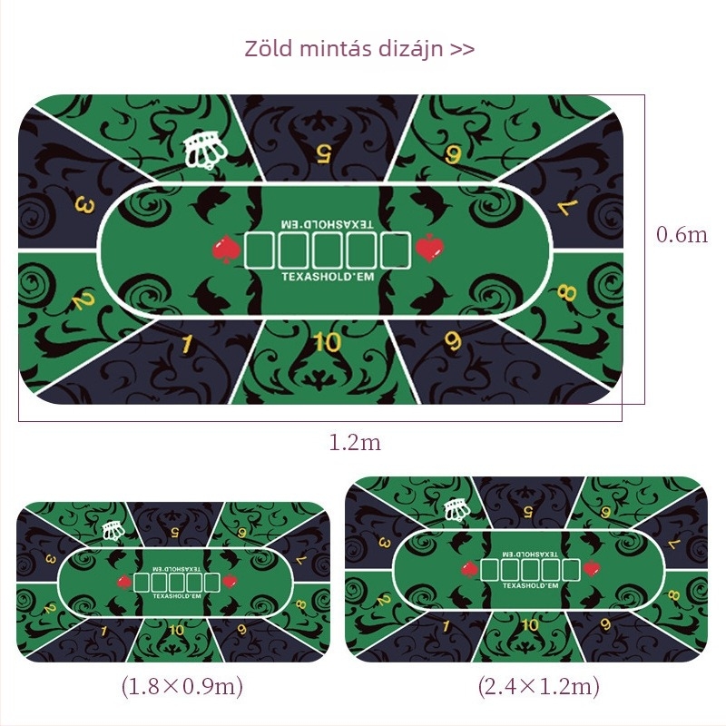 Texas Hold'em póker asztalra való csúszásmentes gumimatt, 400×900 mm