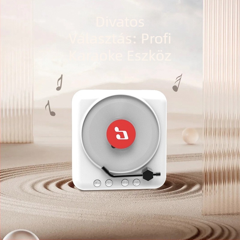 Retro vinil CD-lejátszó Bluetooth hangszóró beépített akkumulátorral • Bluetooth 5.0 • Beépített akkumulátor 1000–1200 mAh • 3W kimenet • Frekvenciasáv 100 Hz–20 kHz • SNR ≥75 dB