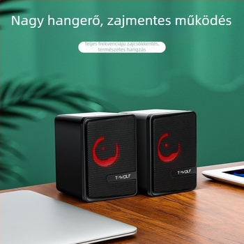 Thunderwolf S3 USB számítógép hangszóró LED-es világítással, 2.1-kanalos rendszer, USB és 3,5 mm bemenet, 40 Hz–20 kHz, SNR ≥75 dB