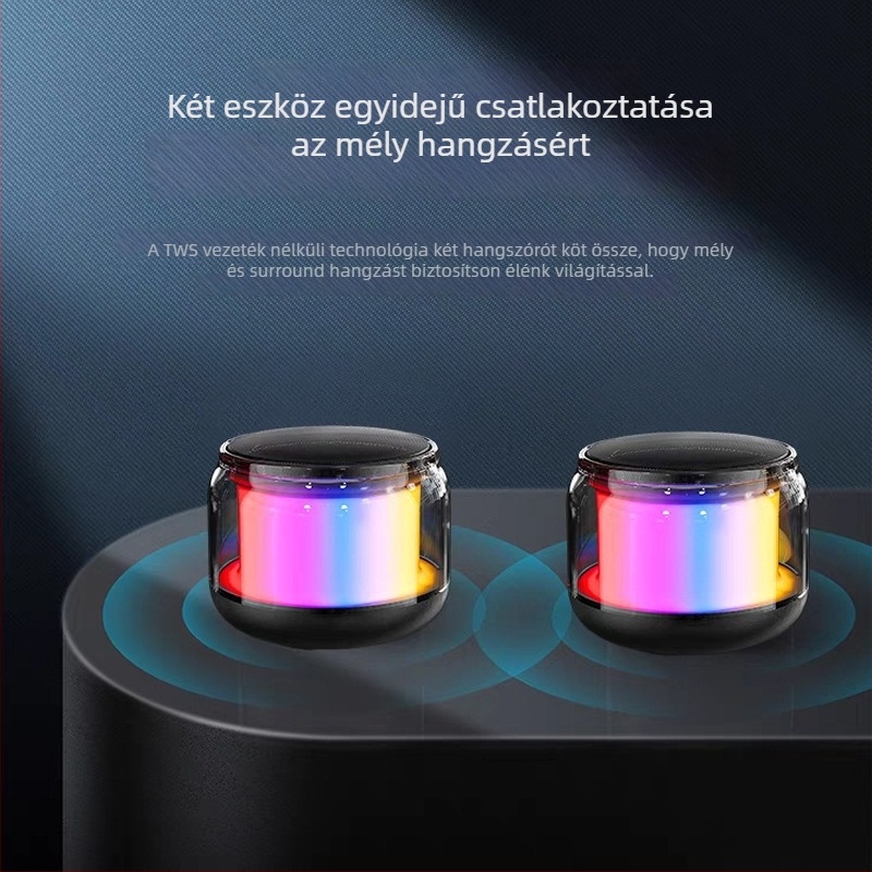 S100 mini Bluetooth hangszóró RGB világítással, Bluetooth 5.0, 100 Hz–20 kHz, 3W, SNR ≥70 dB, beépített akkumulátor