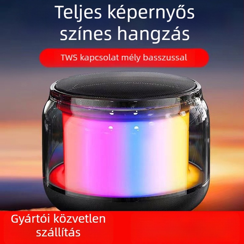 S100 mini Bluetooth hangszóró RGB világítással, Bluetooth 5.0, 100 Hz–20 kHz, 3W, SNR ≥70 dB, beépített akkumulátor