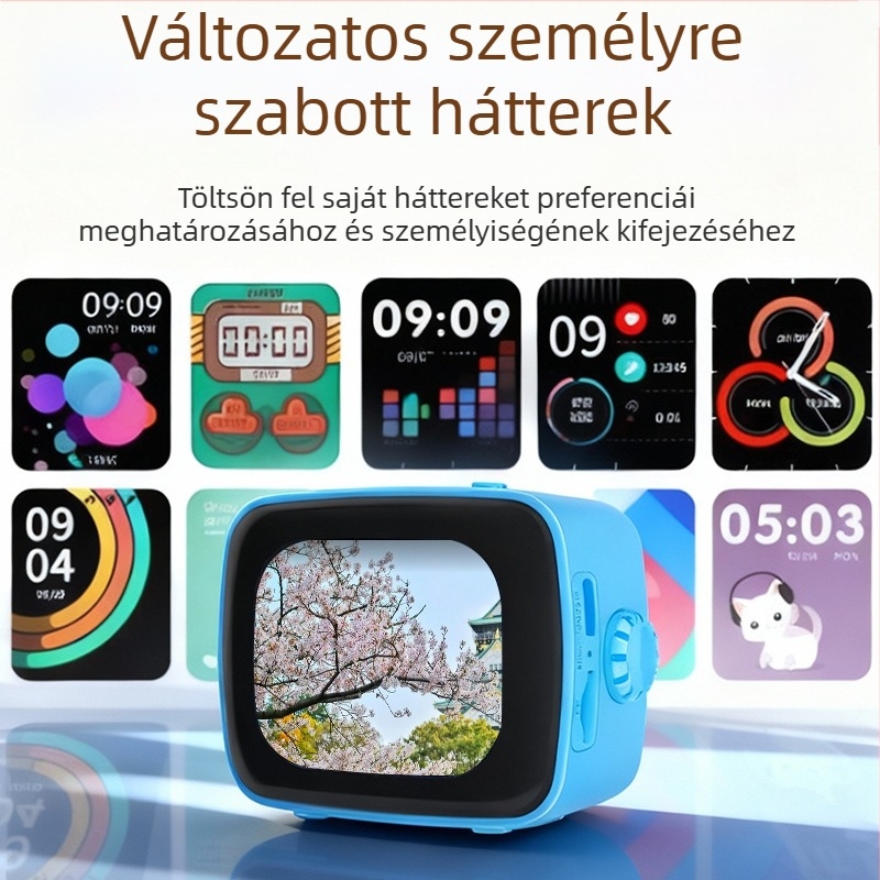 Okos Bluetooth hangszóró képernyővel, dalszöveg-szinkronizálás, hordozható ébresztőóra, TF-kártya, többnyelvű támogatás