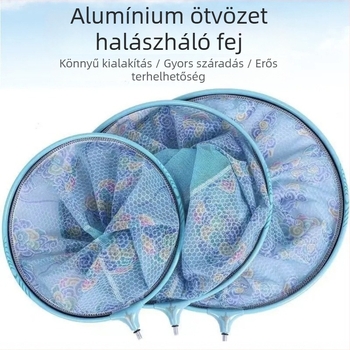 Horgászháló tasakkal — finom anti-zsákoló háló, ultra könnyű, 28 cm mélység, teherbírás 20 kg, kód Xc6512, nano háló