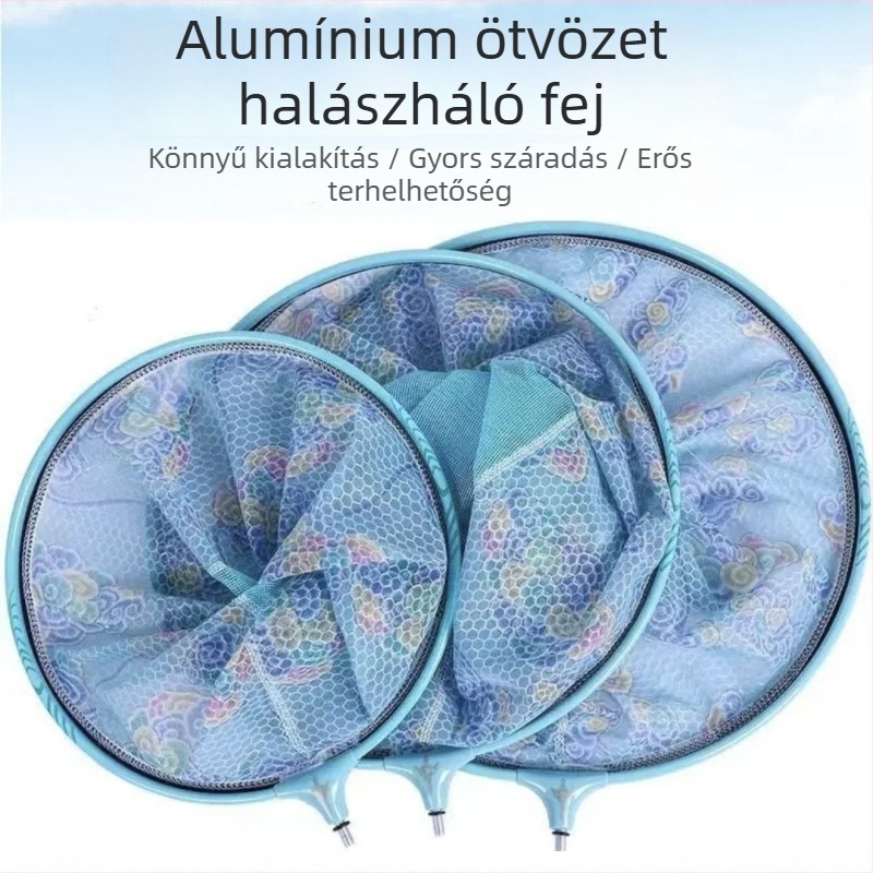 Horgászháló tasakkal — finom anti-zsákoló háló, ultra könnyű, 28 cm mélység, teherbírás 20 kg, kód Xc6512, nano háló
