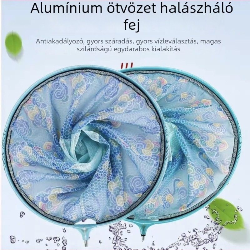 Horgászháló tasakkal — finom anti-zsákoló háló, ultra könnyű, 28 cm mélység, teherbírás 20 kg, kód Xc6512, nano háló