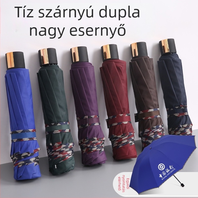 Reklám tri-fold összecsukható esernyő, 8 bordával, 190T anyag, kézi nyitás, logó nyomtatva, UPF > 50