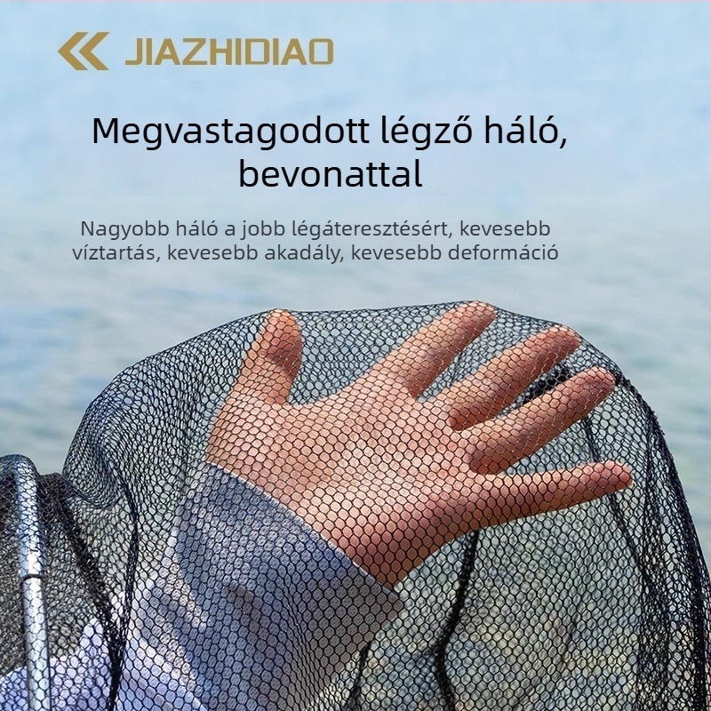 Rozsdamentes acélból készült leesés háló készlet hálófejjel, teleszkópos rúd, 40 cm-es gyűrűátmérő, keskeny szemű háló