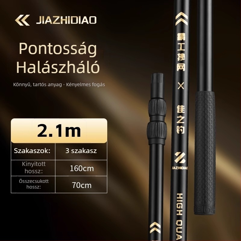 Rozsdamentes acélból készült leesés háló készlet hálófejjel, teleszkópos rúd, 40 cm-es gyűrűátmérő, keskeny szemű háló