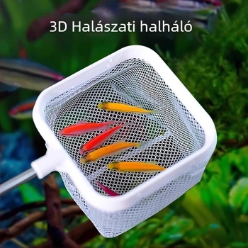 3D finom hálóval ellátott kézi halászháló akváriumi tropikus díszhalak számára, 8 cm átmérő, 6 cm mélység, összecsukható