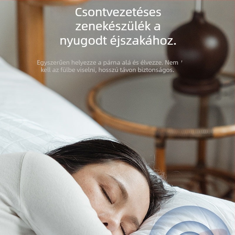 Csontvezetéses alvó párna hangszóró — vezeték nélküli otthoni hangzás, 2 hangszóró, Bluetooth 5.1, 20 Hz–20 kHz, IPX4, beépített 500–800 mAh akkumulátor