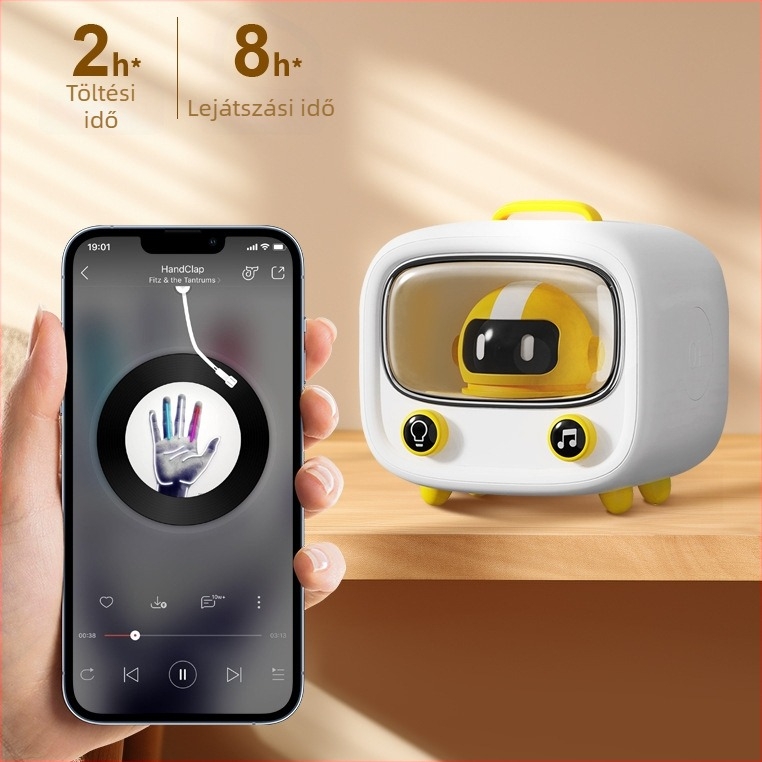 Space TV Bluetooth hangszóró: kompakt vezeték nélküli otthoni és kültéri használatra, 5W, Bluetooth 5.0, beépített akkumulátor, 60 Hz–15 kHz, 10 m