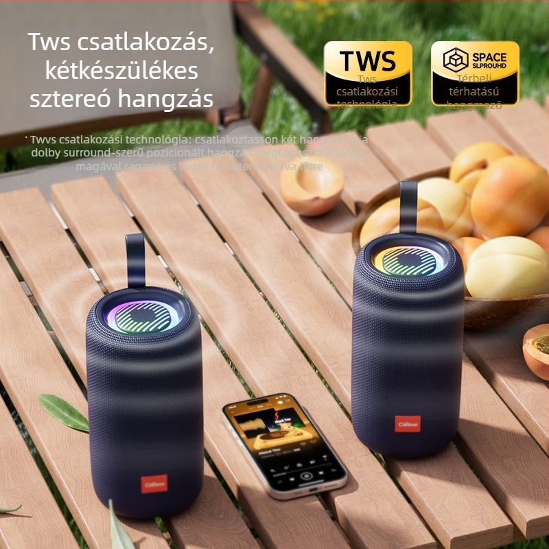 Kültéri vízálló Bluetooth hangszóró, hordozható mélynyomó, kiváló hangzás, hosszú akkumulátor-üzemidő, vezeték nélküli