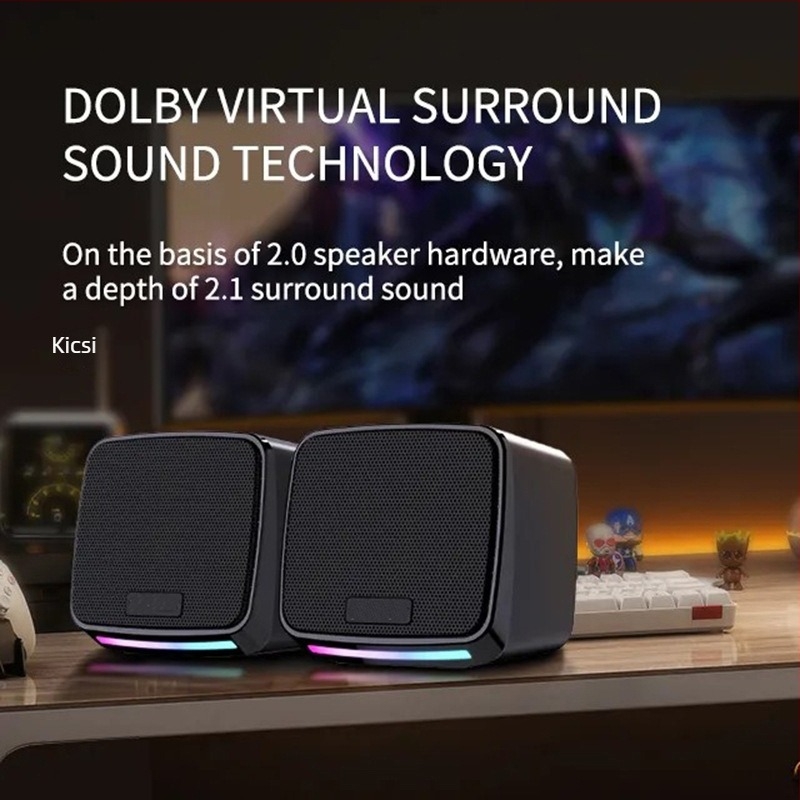 2.0 csatornás USB számítógépes hangfal, 3,5 mm bemenet, 6W kimenet, 100 Hz-20 kHz tartomány, SNR >= 70 dB
