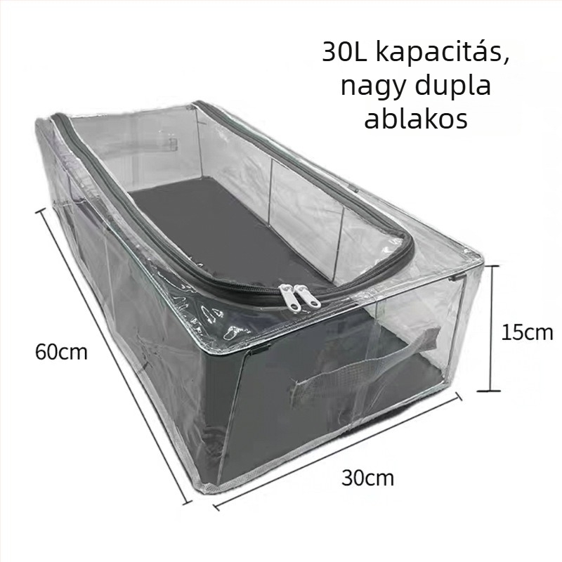 Átlátszó cipő tároló doboz, Nagy kapacitású, Összecsukható, Az ágy alatti tároláshoz, PVC hálóanyag, 10-20L