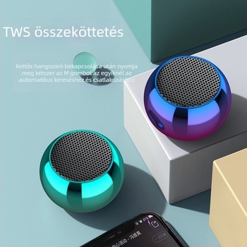 Mini Bluetooth hangszóró 4 hangszóróval, frekvenciasáv 100 Hz–20 kHz, hatótávolság 10 m, beépített 300–500 mAh akkumulátor, fém burkolat