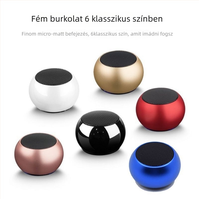 Mini Bluetooth hangszóró 4 hangszóróval, frekvenciasáv 100 Hz–20 kHz, hatótávolság 10 m, beépített 300–500 mAh akkumulátor, fém burkolat