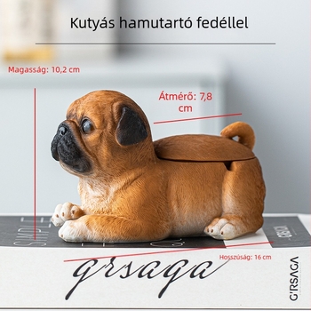 Hamutál gyantából, fedővel, tároló funkcióval, dekoratív kutyafigura, testreszabható magán-márkával