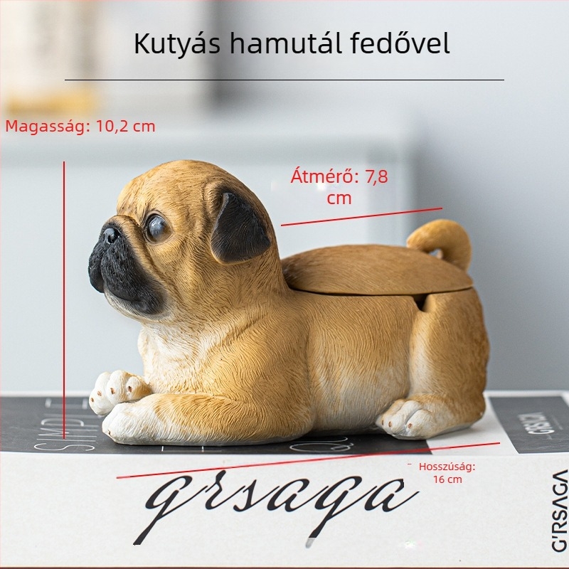 Hamutál gyantából, fedővel, tároló funkcióval, dekoratív kutyafigura, testreszabható magán-márkával