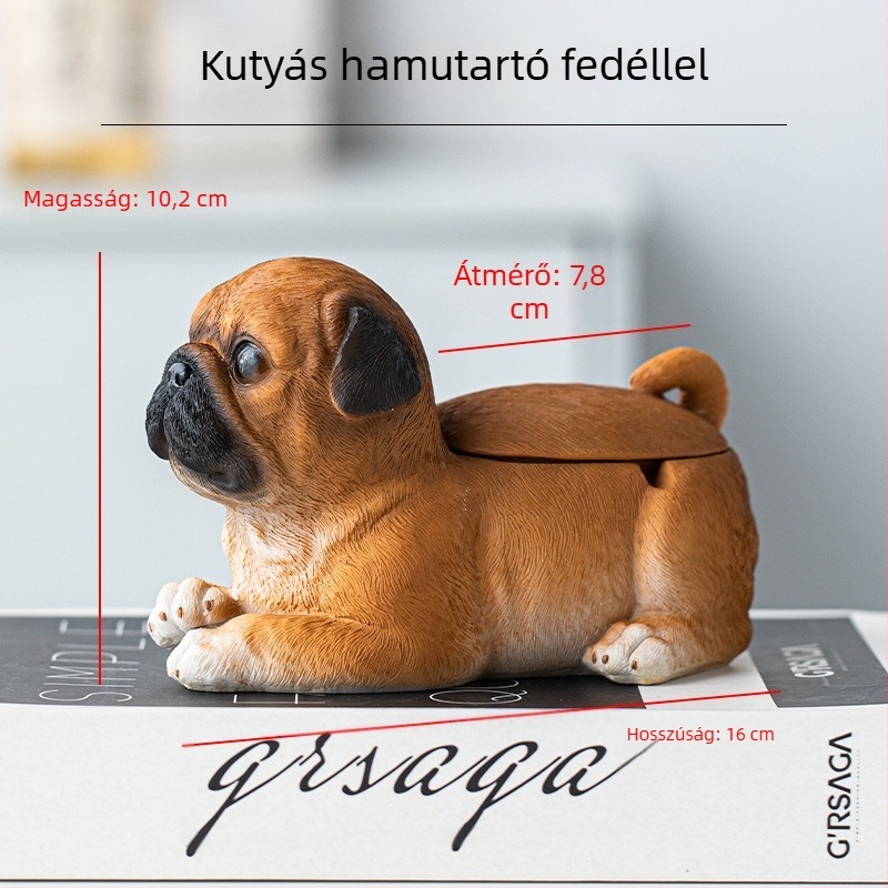 Hamutál gyantából, fedővel, tároló funkcióval, dekoratív kutyafigura, testreszabható magán-márkával