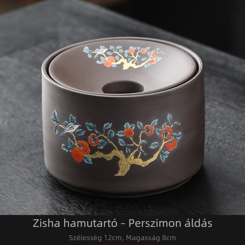 Lila agyagból készült hamutál fedővel, nagy méretű, retro stílusú személyre szabott design otthonra és irodába