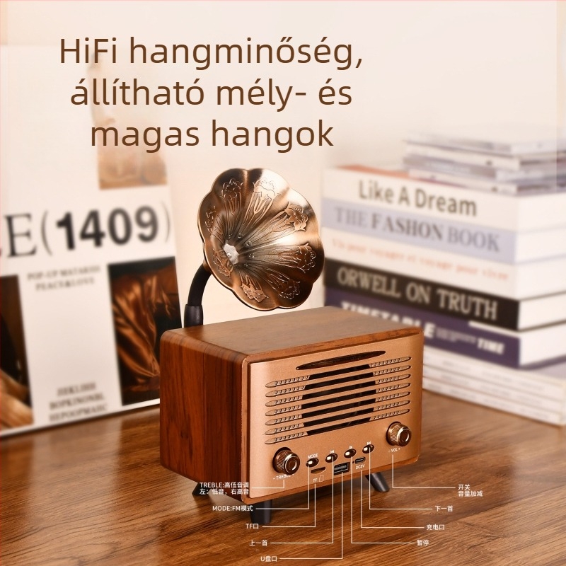 G3000 Bluetooth hangszóró: mini vezeték nélküli retro faasztali hangszóró kártyahely és USB lejátszás, kiváló hangminőség