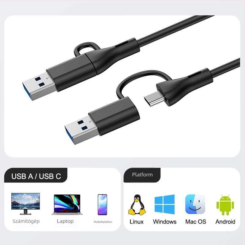 USB-s táplálású PC hangszórók, 2.0 csatornás, 10 W kimenet, 100 Hz–20 kHz, SNR 85 dB