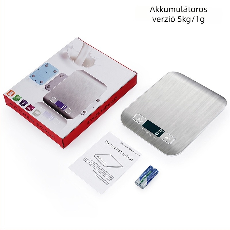 DH-2012 Konyhai elektronikus mérleg – hordozható, 5 kg/1 g-tól 10 kg/1 g-ig, elektronikus mérés, működik 2 elemmel