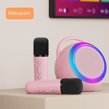 Hordozható Bluetooth karaoke hangszóró beépített mikrofonnal, Bluetooth 5.3, 5W kimenet, beépített akkumulátor 1200-2000mAh, hatótávolság 10 m