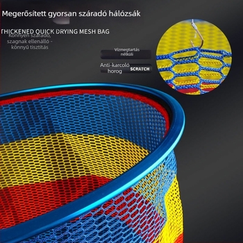 Alumíniumötvözet hálófej mélyített hálózsákkal, gyorsan száradó és karcolásálló horoggal — Ø45 mm átmérő, 30 mm mélység, durva szemek, teherbírás 10 kg