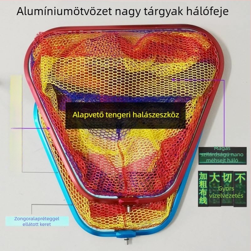 Alumíniumötvözet hálófej mélyített hálózsákkal, gyorsan száradó és karcolásálló horoggal — Ø45 mm átmérő, 30 mm mélység, durva szemek, teherbírás 10 kg