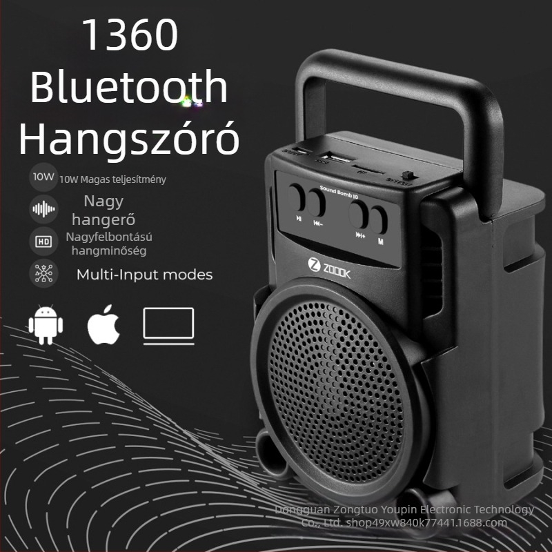 Vezeték nélküli Bluetooth hangszóró beépített akkumulátorral, Bluetooth 5.0, 3W, 100Hz-20kHz, 10 m hatótávolság