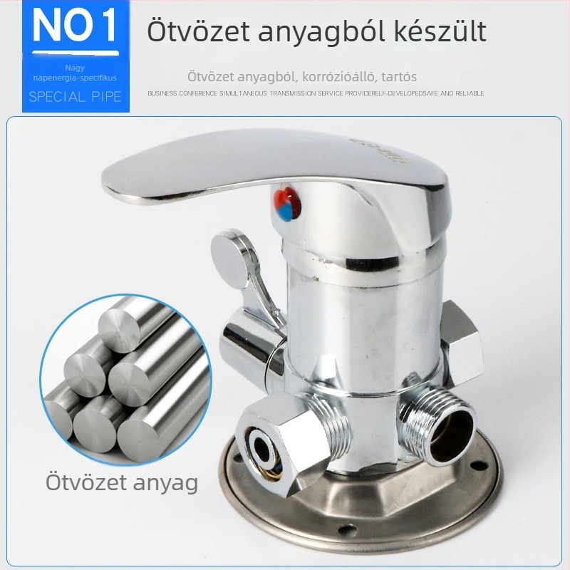 Napeneres vízmelegítőhöz tervezett meleg–hideg víz keverő szelep, 15 mm átmérő, 6 működési nyomás, forró víz 85°C, hideg víz 0°C, Runyang