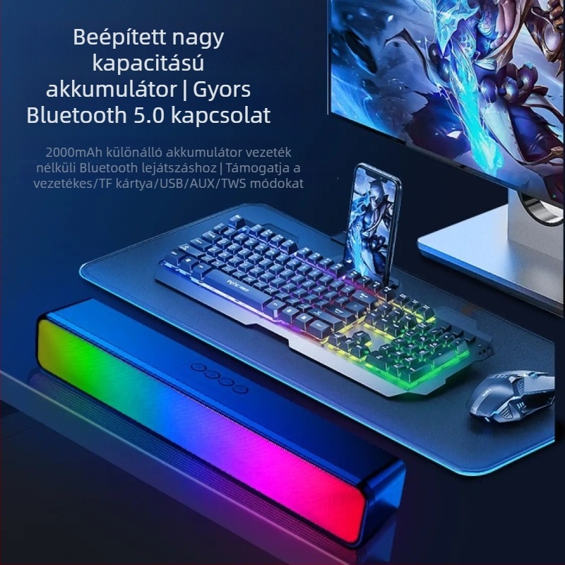Vezeték nélküli Bluetooth hangszóró, Bluetooth 5.0, 10W kimenet, frekvenciatartomány 35 Hz–16 kHz, beépített 800–1000 mAh akkumulátor, hatótávolság akár 10 m