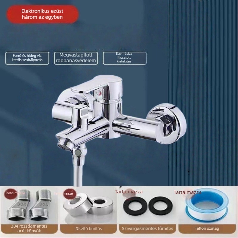 Rejtett zuhanykészlet 304 rozsdamentes acélból, forgó permetezőfej, víztakarékos, meleg/hideg kettős szabályozás, egyetlen gombnyomással vízmegszakítás, 0–90°C